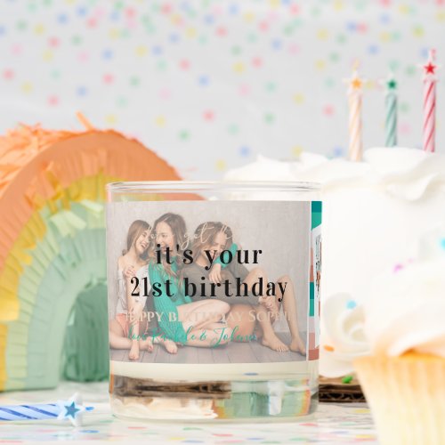 Any Year Birthday Snapshots  4 Photo Personalized Scented Candle