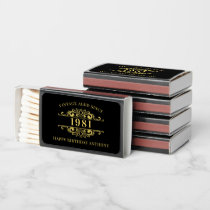 Any Year | Black & Gold Milestone Birthday Favor Matchboxes