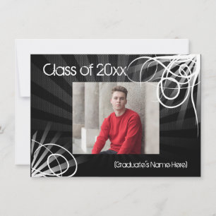 Any Year~Black Swirl Photo Graduation Announcement