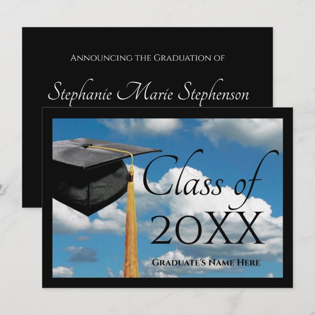 Any Year~  Blue Sky Graduation Announcement (Front/Back)