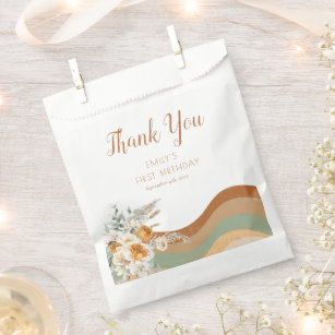 Any Year Bohemian Floral Terracotta First Birthday Favor Bag