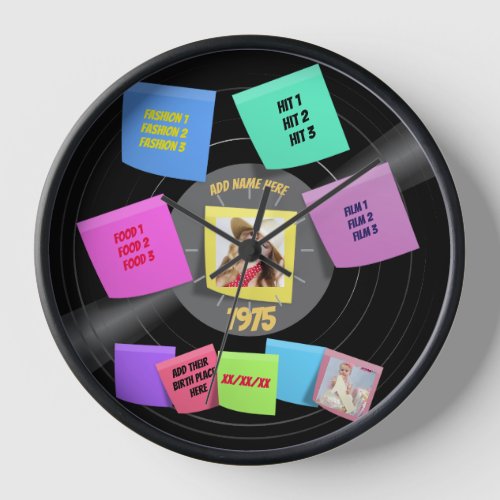 ANY Year Born 60s 70s Vinyl Record Photo Custom La Clock