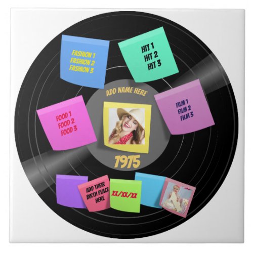ANY Year Born 60s 70s Vinyl Record Photo Custom Tile