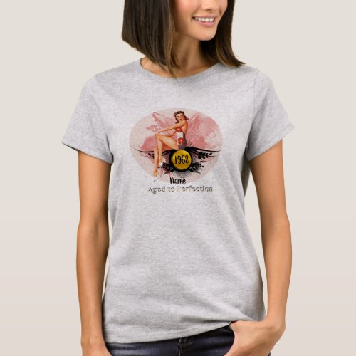 ANY Year Born Personalized RETRO Pinup _ EDIT TEXT T_Shirt