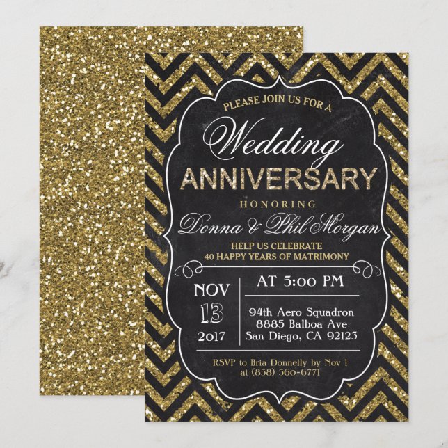 ANY YEAR - CHALK Wedding Anniversary Invitation (Front/Back)