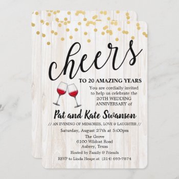 Any Year - Cheers Wine Anniversary Invitation by PaperandPomp at Zazzle