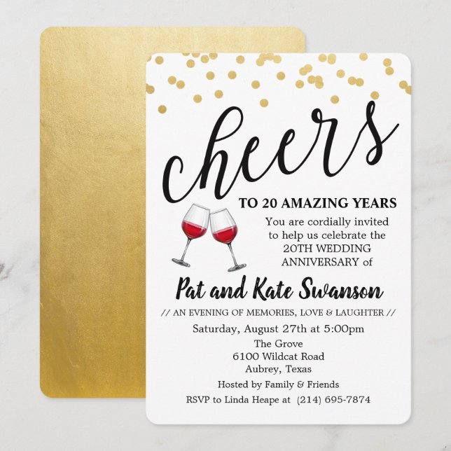 ANY YEAR - Cheers Wine Anniversary Invitation (Front/Back)