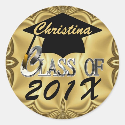 Any Year Class Of Gold Graduation Stickers