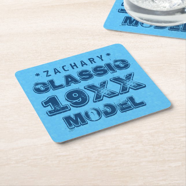 Any Year CLASSIC MODEL Grunge Text A05 Square Paper Coaster (Angled)