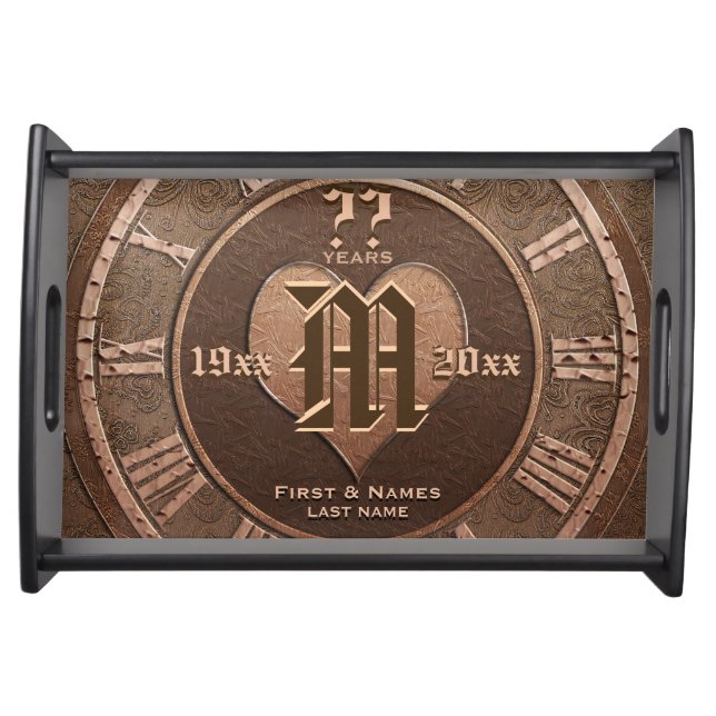 Any Year Copper Anniversary Wedding Serving Tray (Front)