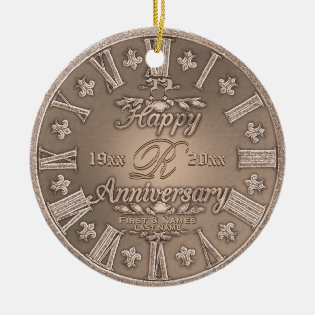Any Year Copper Look Anniversary Ornament (Front)
