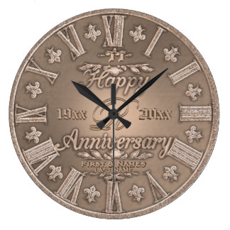 Any Year Copper Look Wedding Anniversary Large Clock