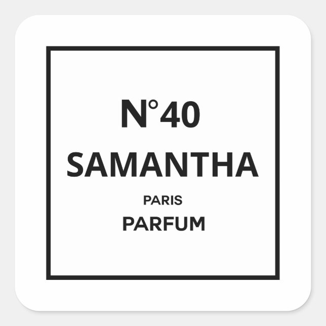 ANY YEAR Designer Perfume Bottle Birthday Square Sticker (Front)