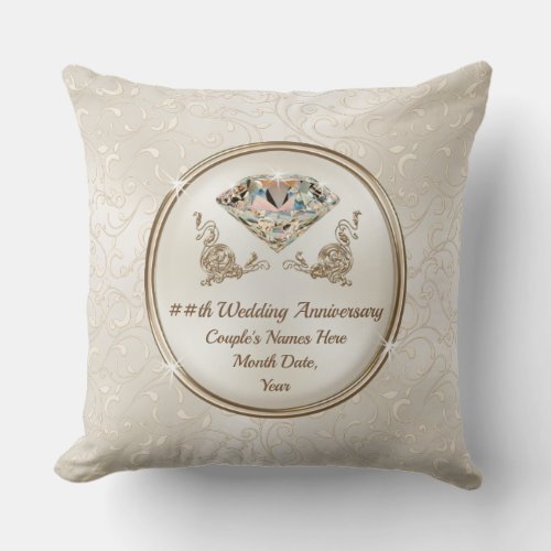 Any Year Diamond Wedding Anniversary Gift Ideas Throw Pillow