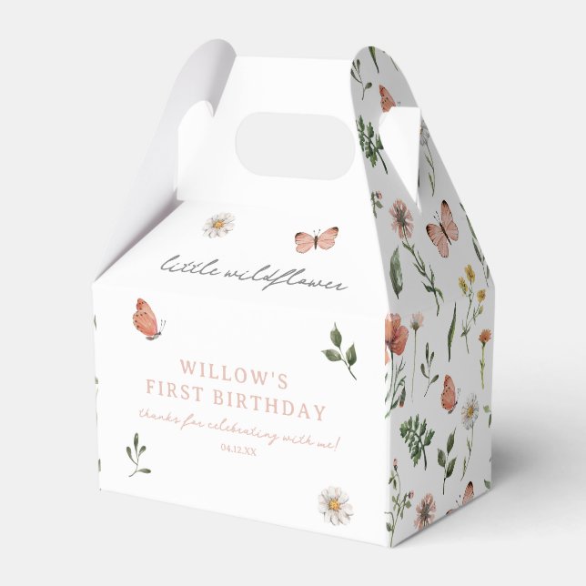 Any Year Floral Little Wildflower Birthday  Favor Boxes (Front Side)