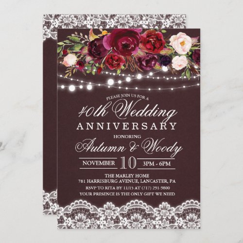ANY YEAR _ Floral Wedding Anniversary Invitation