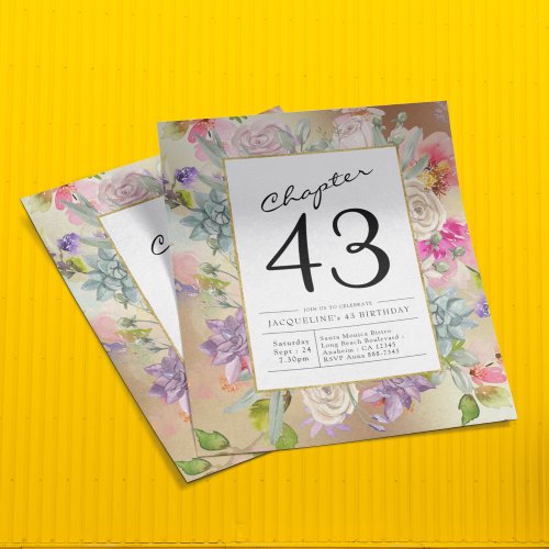 Any Year Gold Floral Birthday Invitation Flyer