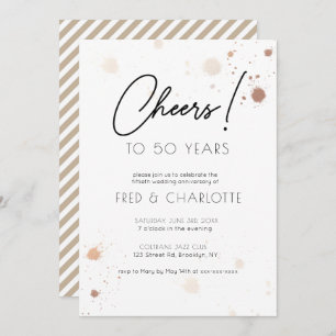Any Year Gold Watercolor 50th Anniversary Party In Invitation