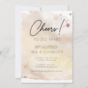Any Year Gold Watercolor 50th Anniversary Party Invitation
