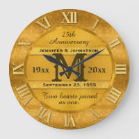 Any Year Golden Wedding Anniversary Large Clock