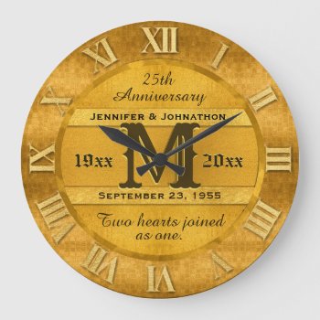 Any Year Golden Wedding Anniversary Large Clock by AZEZcom at Zazzle