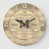 Any Year Golden Wedding Anniversary Large Clock