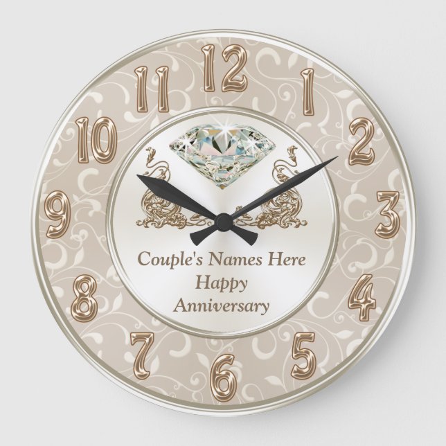 ANY YEAR Gorgeous Personalized Anniversary Gifts Large Clock (Front)