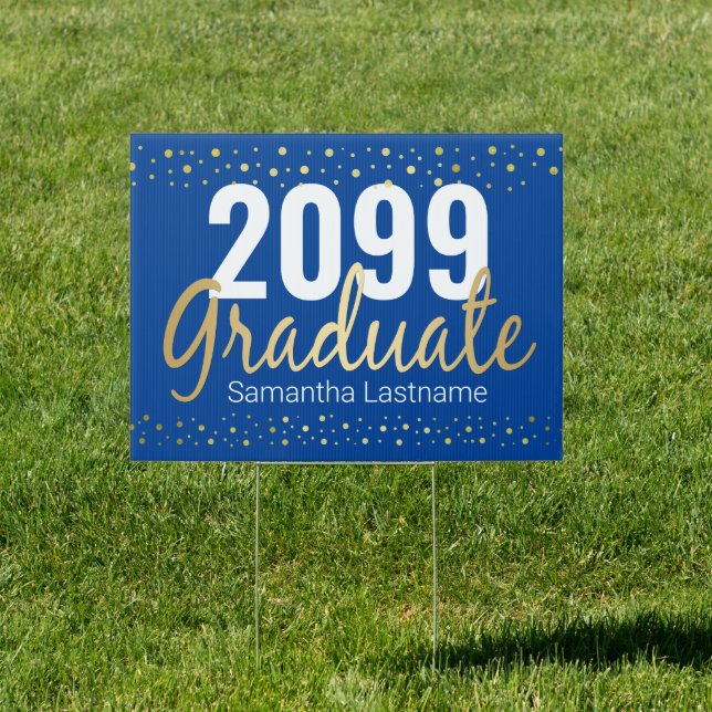 Any Year Graduate Custom Name Elegant Gold Sign (Insitu)