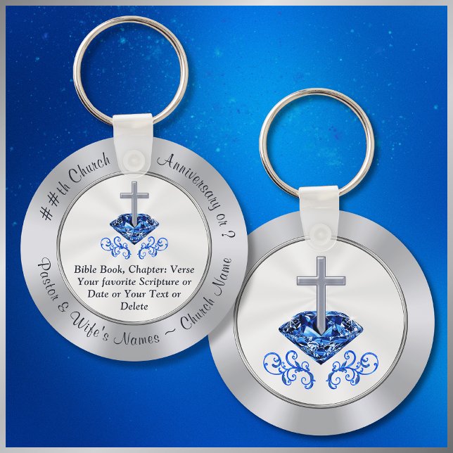 Any Year Inexpensive Church Anniversary Favors Keychain (Cheap Church Favors or Cheap Gifts for Congregation. Church Anniversary Ideas. Church Party Supplies)