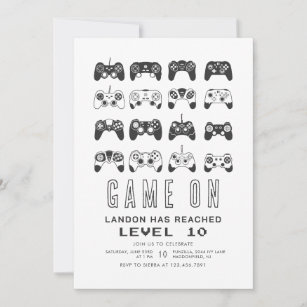 Any Year Minimalist  Level Up Gamer Birthday  Invitation