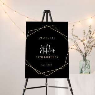 ANY YEAR Modern Black and Gold Birthday Welcome Foam Board