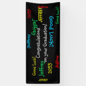 ANY YEAR, Name Multi Color FUN Graduation Party Banner (Vertical)