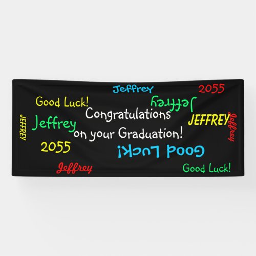 ANY YEAR Name Multi Color FUN Graduation Party Banner