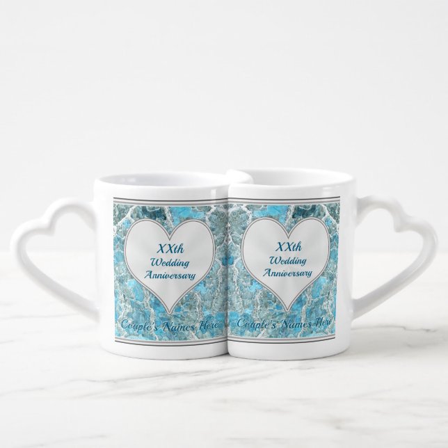 Any Year Personalised Unique Anniversary Gifts Coffee Mug Set (Front Nesting)