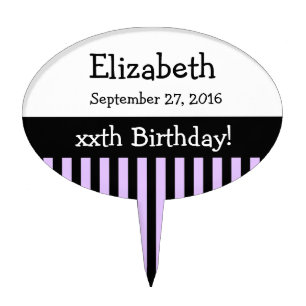 ANY YEAR Personalize Birthday Stripes V08 Cake Topper