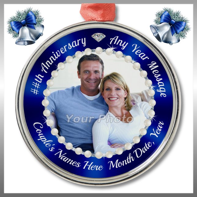 ANY YEAR, Personalized Anniversary Ornaments (10th anniversary ornament. 30th anniversary, pearl ornament. Personalised Anniversary Ornament.)