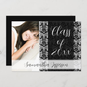 Any Year Photo Graduation Announcement, Chic Black Invitation