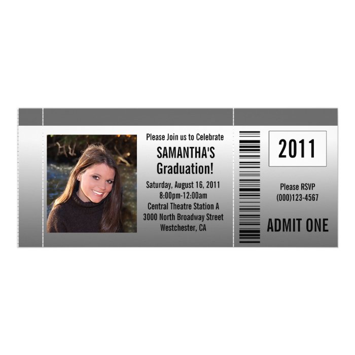 Any Year~ Photo Graduation Party Ticket Invitation