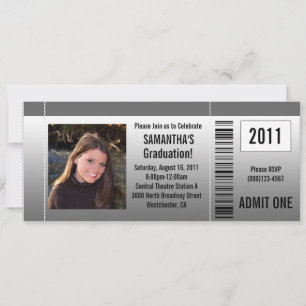 Any Year~ Photo Graduation Party Ticket Invitation