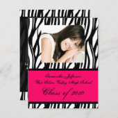 Any Year ~ Pink Zebra Photo Graduation Invitation (Front/Back)