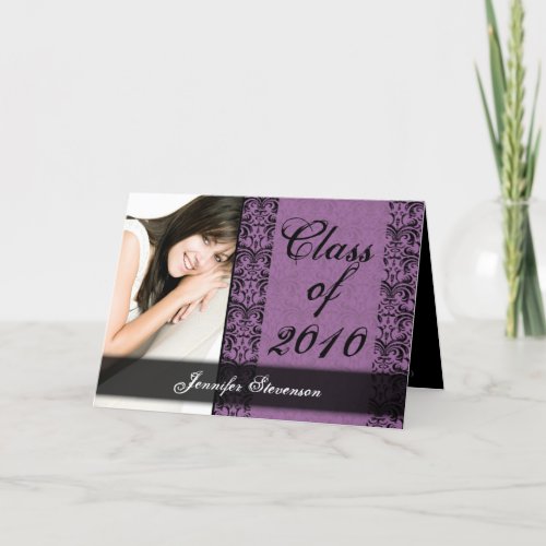 ANY YEAR Purple Damask Graduation Card