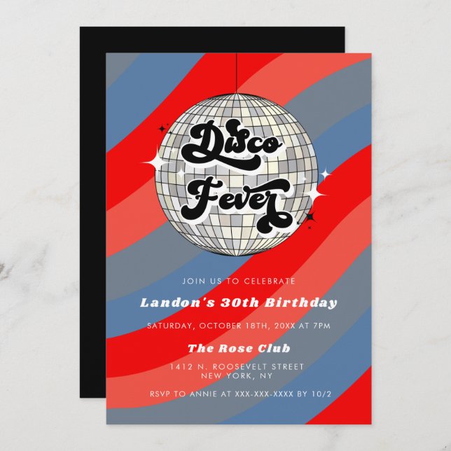 Any Year Retro Disco Ball Birthday Invitation (Front/Back)
