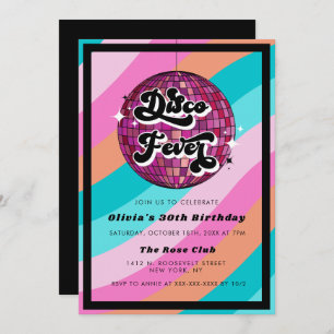 Any Year Retro Disco Ball Pink Birthday Invitati Invitation