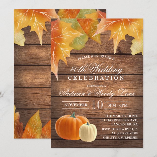 ANY YEAR - Rustic Wedding Anniversary Invitation (Front/Back)
