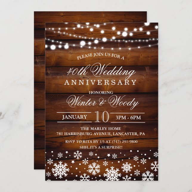 ANY YEAR - Rustic Wedding Anniversary Invitation (Front/Back)