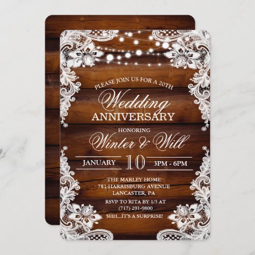 ANY YEAR _ Rustic Wood Lace Retirement Invitation