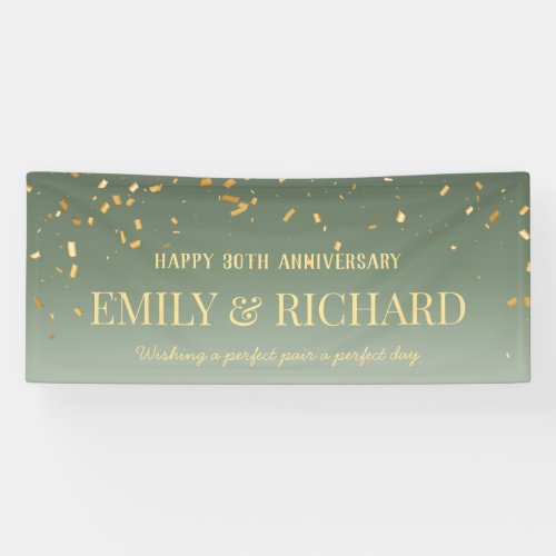 ANY YEAR Sage Gold Wedding Anniversary Banner