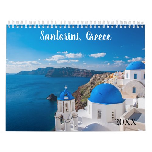 Any Year Santorini Greece Island Ocean Customize Calendar
