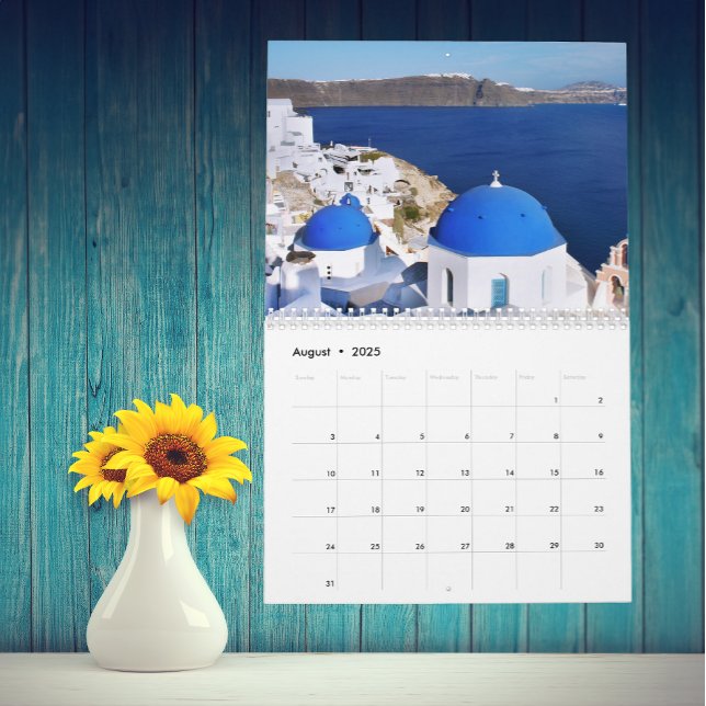 Any Year Santorini Greece Island Ocean Customize Calendar (Creator Uploaded)