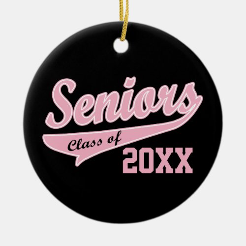 Any Year Senior Class PinkBlack Graduation Ceramic Ornament